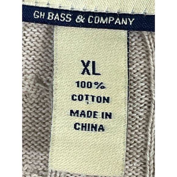 Bass Sweater Women XL Tan Button Crew Cable Knit Cardigan Ruffle Neutral Western - Picture 3 of 10